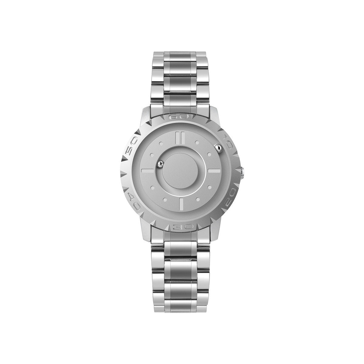 EUTOUR E030 Magnetic Ball Men Bezel-Free Design Watch(Silver Steel Strip)
