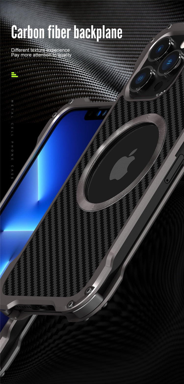 R-JUST Carbon Fiber Metal Case For iPhone - Premium Mobile Phone Cases from R-Just - Just $36.00! Shop now at Dressmycell.com