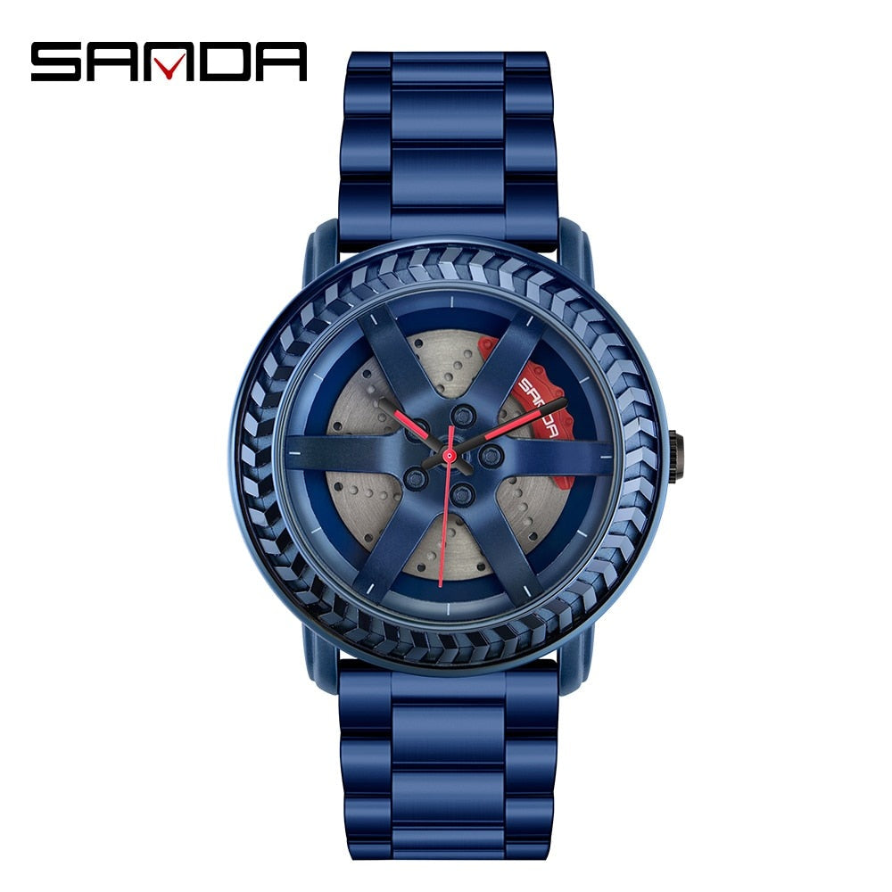 Rotating Car Wheel Watch with Leather Strap for Men - Premium Watches from Dressmycell.com - Just $45.00! Shop now at Dressmycell.com