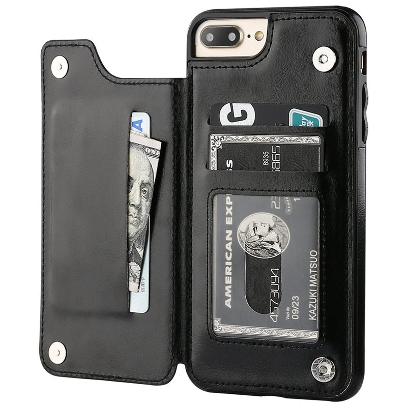 Slim Leather Wallet Flip Cover For iPhone - Premium Mobile Phone Cases from Dressmycell.com - Just $18.00! Shop now at Dressmycell.com