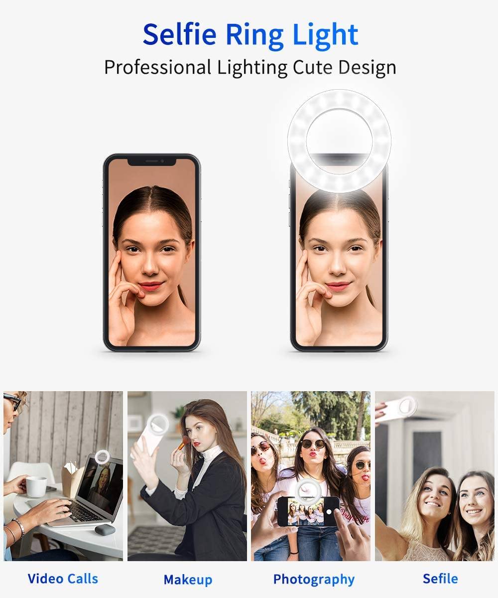 Selfie Ring Light LED Clip for Phones - Premium Other Phone Accessories from Dressmycell.com - Just $25.00! Shop now at Dressmycell.com