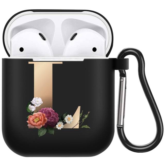 Cute Floral Gold Initial Alphabet Letter Case For Airpods 1/2 - Premium Airpods Cases from Dressmycell.com - Just $14.00! Shop now at Dressmycell.com