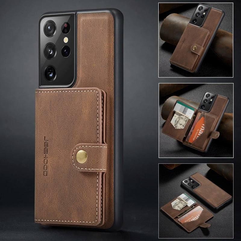 2 In 1 Magnetic Wallet Leather Case for Samsung Galaxy A Series - Premium Mobile Phone Cases from Dressmycell.com - Just $22.00! Shop now at Dressmycell.com