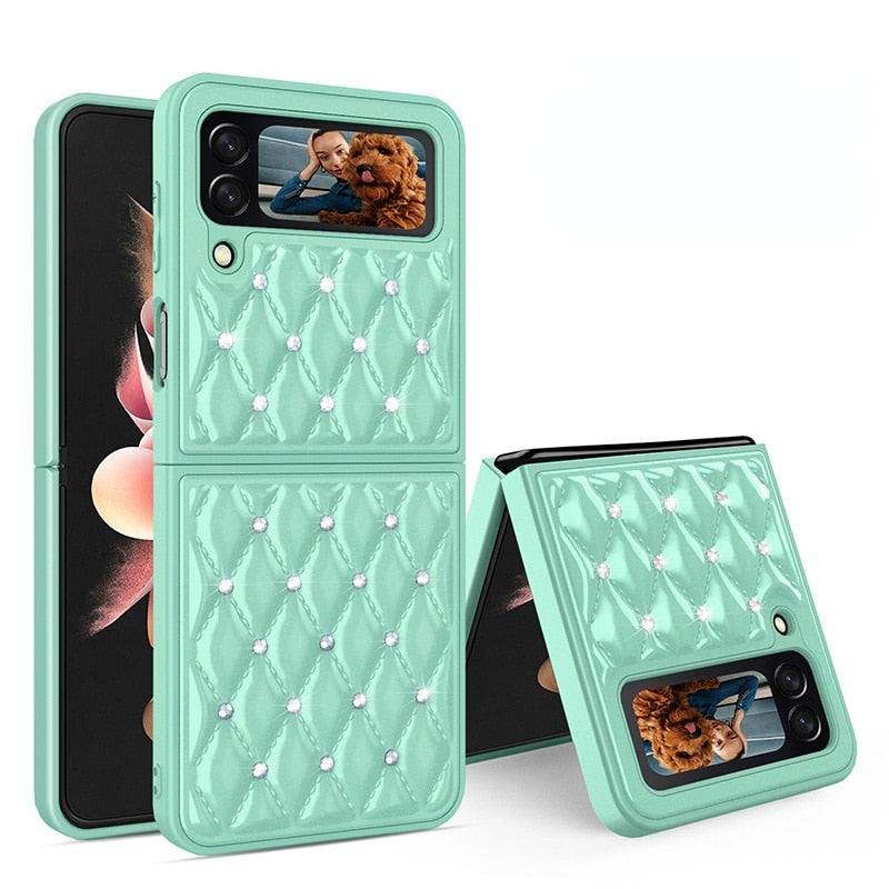 Rhomboid Pattern Case For Samsung Z Flip 3 - Premium Mobile Phone Cases from Dressmycell.com - Just $20.00! Shop now at Dressmycell.com